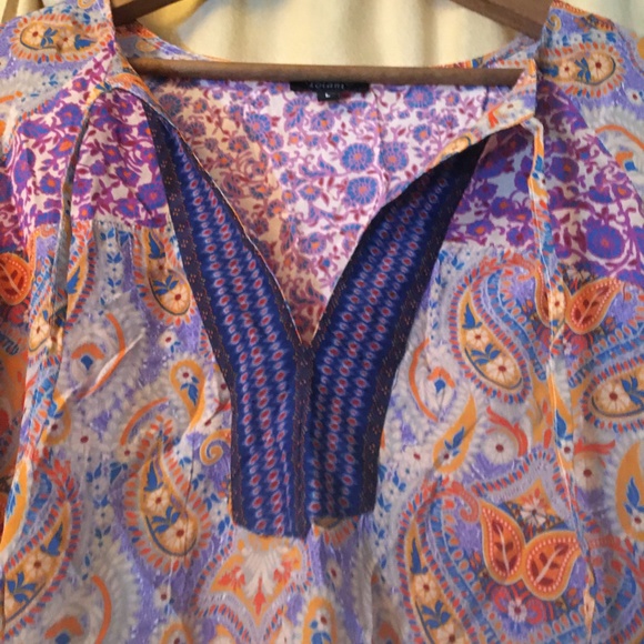 100% Silk tunic/ long shirt with multicolored floral patterns - Picture 2 of 5